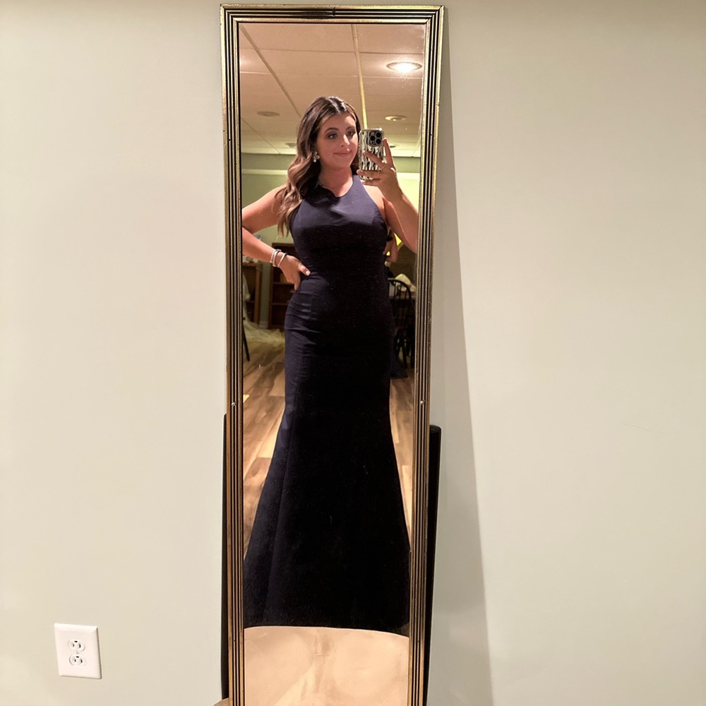 AMSALE Shanelle Dress in Navy